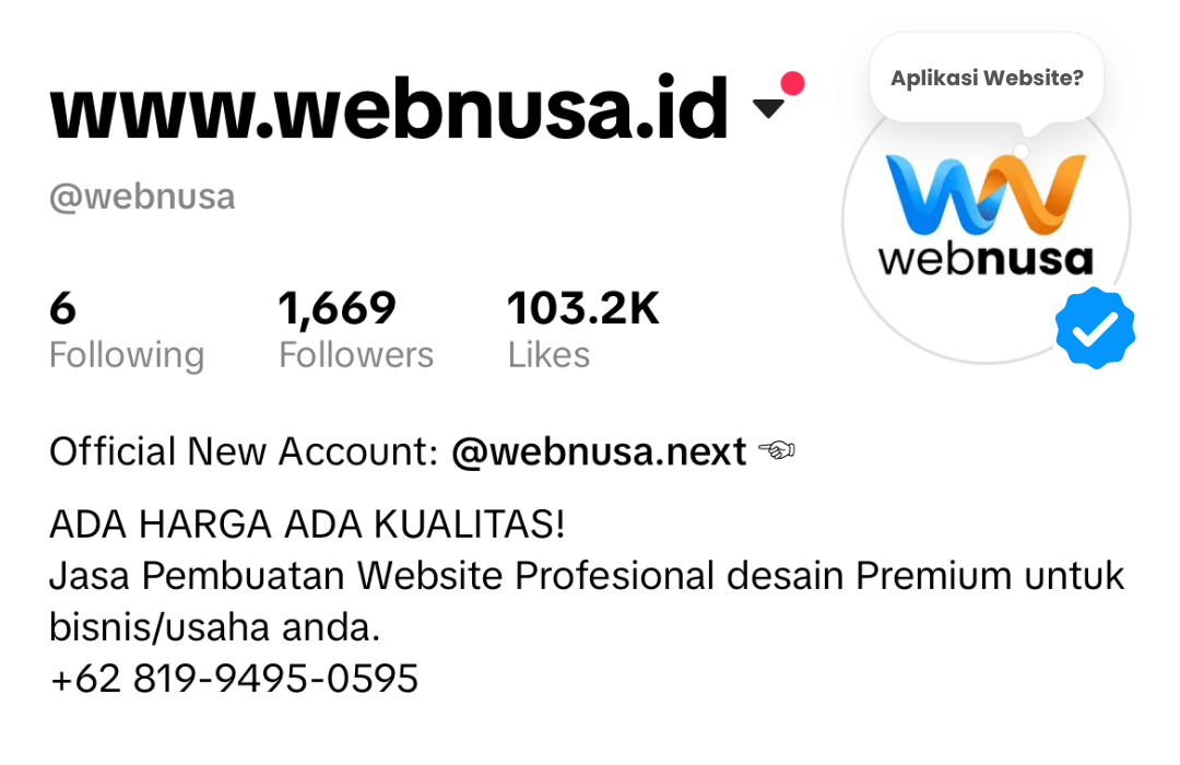 TikTok WebNusa 1700+ Followers